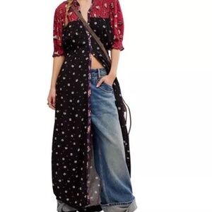 FREE PEOPLE nora midi dress in black/red Size xs